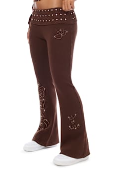 EYELET FOLDOVER BOOTCUT SWEATPANT