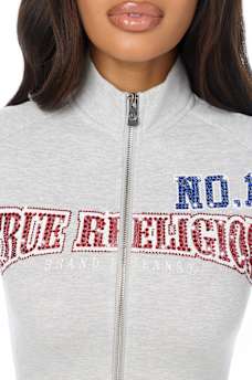 CRYSTAL SPORTY ZIP TRACK JACKET