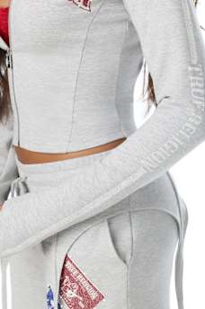 CRYSTAL SPORTY ZIP TRACK JACKET