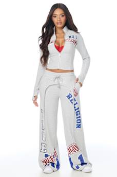 SPORTY GARTER WIDE LEG PANT