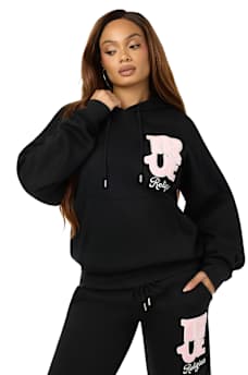 VELVET EMBROIDERED OVERSIZED HOODIE