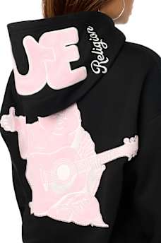 VELVET EMBROIDERED OVERSIZED HOODIE
