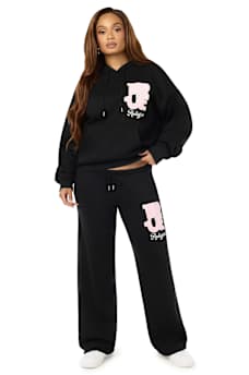 VELVET EMBROIDERED OVERSIZED HOODIE