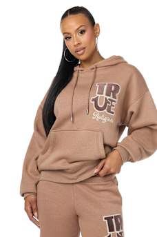 VELVET EMBROIDERED OVERSIZED HOODIE
