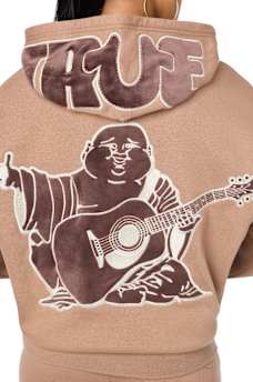 VELVET EMBROIDERED OVERSIZED HOODIE