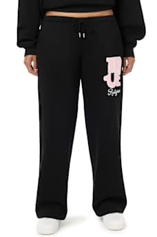 VELVET EMBROIDERED LOW RISE STRAIGHT LEG SWEATPANT