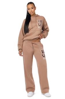 VELVET EMBROIDERED LOW RISE STRAIGHT LEG SWEATPANT