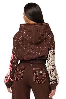 ALLOVER PRINT CRYSTAL BIG T GIRLFRIEND ZIP-UP HOODIE