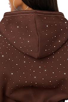 ALLOVER PRINT CRYSTAL BIG T GIRLFRIEND ZIP-UP HOODIE