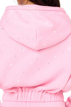 ALLOVER PRINT CRYSTAL BIG T GIRLFRIEND ZIP-UP HOODIE