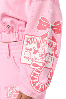 ALLOVER PRINT CRYSTAL BIG T GIRLFRIEND ZIP-UP HOODIE