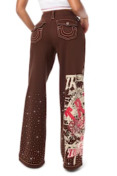 ALLOVER PRINT CRYSTAL BIG T BAGGY SWEATPANT