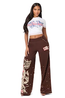 ALLOVER PRINT CRYSTAL BIG T BAGGY SWEATPANT