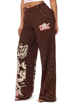 ALLOVER PRINT CRYSTAL BIG T BAGGY SWEATPANT
