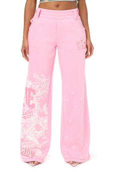 ALLOVER PRINT CRYSTAL BIG T BAGGY SWEATPANT