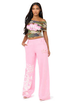 ALLOVER PRINT CRYSTAL BIG T BAGGY SWEATPANT