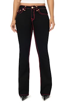 BECCA MID RISE LUREX SUPER T FLAP BOOTCUT JEAN