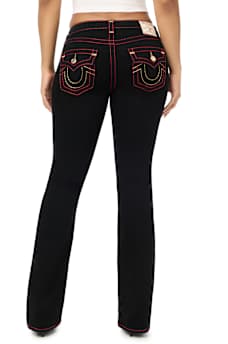 BECCA MID RISE LUREX SUPER T FLAP BOOTCUT JEAN
