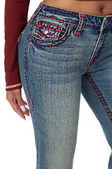  BECCA MID RISE SUPER T FLAP BOOTCUT JEAN