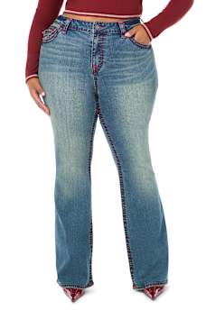 PLUS BECCA MID RISE SUPER T FLAP BOOTCUT JEAN