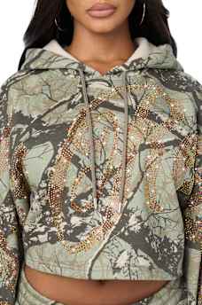 BEDAZZLED CAMO RELAXED HOODIE