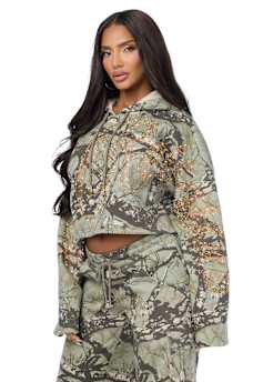 BEDAZZLED CAMO RELAXED HOODIE