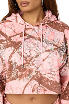 BEDAZZLED CAMO RELAXED HOODIE