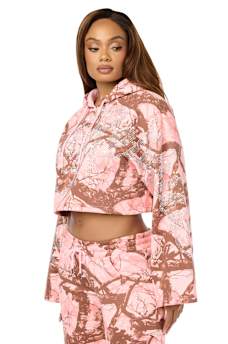 BEDAZZLED CAMO RELAXED HOODIE