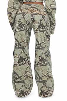 BEDAZZLED CAMO CARGO WIDE LEG BAGGY SWEATPANT
