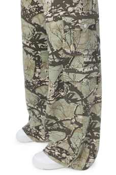 BEDAZZLED CAMO CARGO WIDE LEG BAGGY SWEATPANT