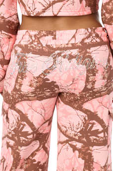 BEDAZZLED CAMO CARGO WIDE LEG BAGGY SWEATPANT