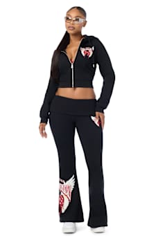CRYSTAL CHERRY SHRUNKEN ZIP HOODIE