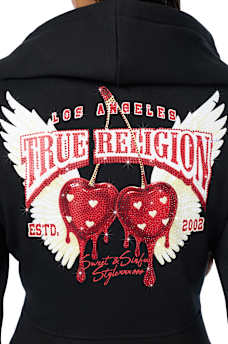 CRYSTAL CHERRY SHRUNKEN ZIP HOODIE