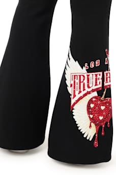 CRYSTAL CHERRY FOLDOVER WAISTBAND FLARE SWEATPANT