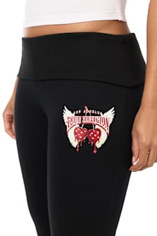CRYSTAL CHERRY FOLDOVER WAISTBAND FLARE SWEATPANT