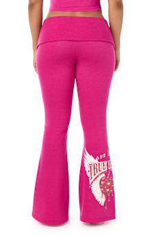 CRYSTAL CHERRY FOLDOVER WAISTBAND FLARE SWEATPANT