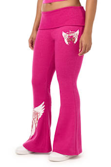 CRYSTAL CHERRY FOLDOVER WAISTBAND FLARE SWEATPANT