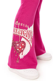 CRYSTAL CHERRY FOLDOVER WAISTBAND FLARE SWEATPANT