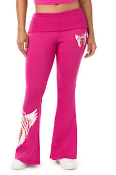 CRYSTAL CHERRY FOLDOVER WAISTBAND FLARE SWEATPANT