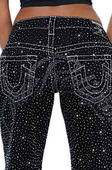 JUNO LOW RISE CRYSTAL BIG T BAGGY JEAN