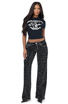 JUNO LOW RISE CRYSTAL BIG T BAGGY JEAN