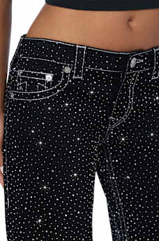 JUNO LOW RISE CRYSTAL BIG T BAGGY JEAN