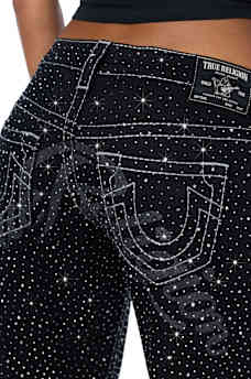 JUNO LOW RISE CRYSTAL BIG T BAGGY JEAN