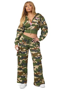 EMBROIDERED CAMO ZIP-UP HOODIE