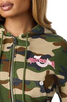 EMBROIDERED CAMO ZIP-UP HOODIE