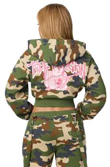 EMBROIDERED CAMO ZIP-UP HOODIE