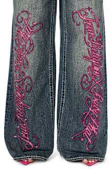 TRUE RELIGION X BABY PHAT MADDIE LOW RISE SUPER T FLAP BAGGY JEAN