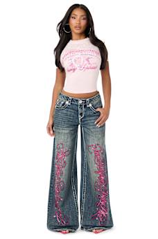 TRUE RELIGION X BABY PHAT MADDIE LOW RISE SUPER T FLAP BAGGY JEAN
