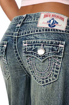 TRUE RELIGION X BABY PHAT MADDIE LOW RISE SUPER T FLAP BAGGY JEAN