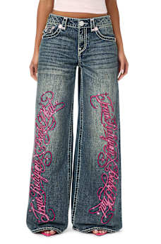 TRUE RELIGION X BABY PHAT MADDIE LOW RISE SUPER T FLAP BAGGY JEAN
